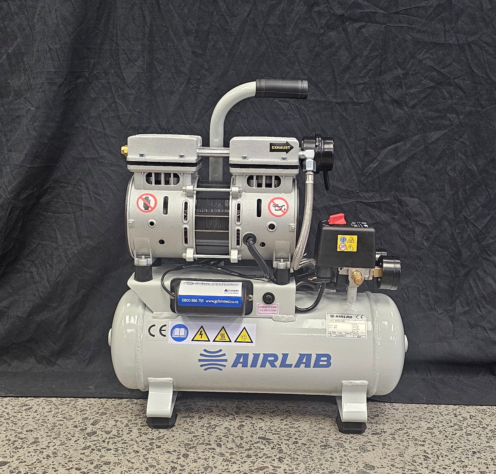 Airlab 0.75hp Oil Free Piston Compressor Single Phase