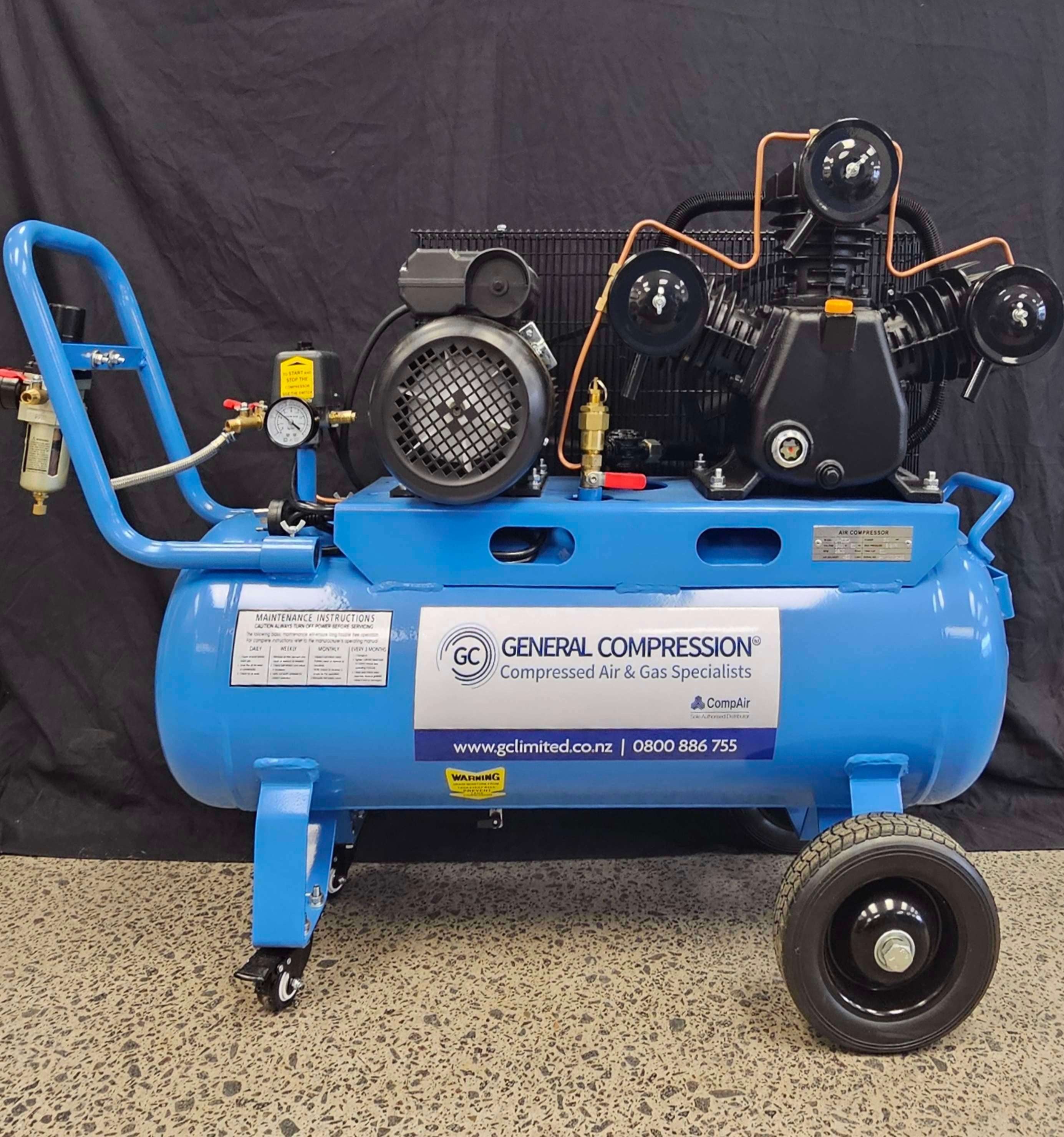 General Compression 3hp Piston Compressor Electric Single Phase 15amp plug